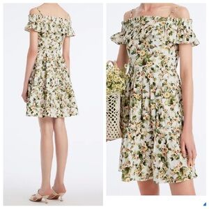 GOELIA Off Shoulder Floral Tiered Dress Cottagecore Ruffle Cotton L NWT